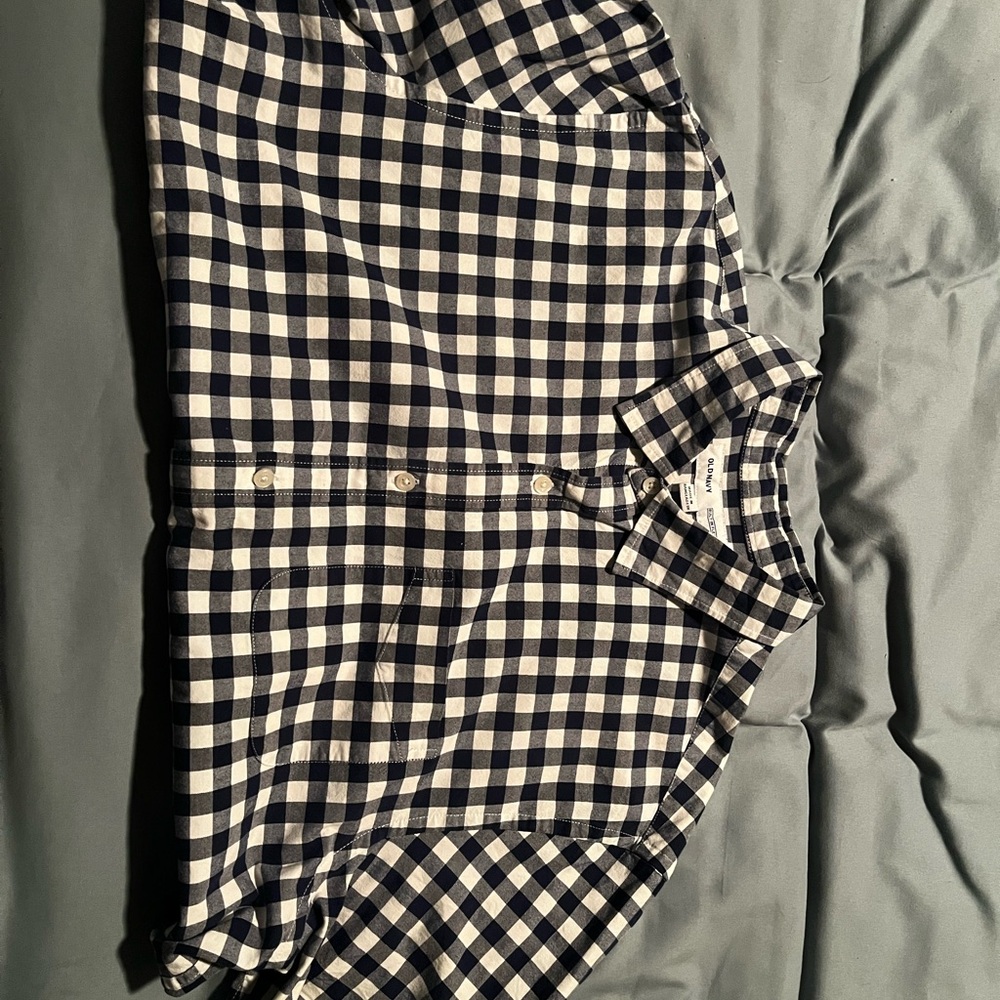 Old Navy Navy and White Checkered Shirt
